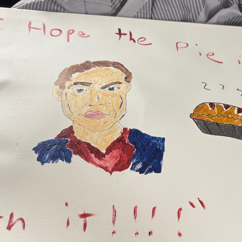 Handcrafted Portrait Canvas with Pie Illustration dean Winchester painting